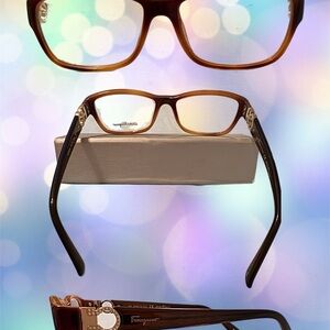 Salvatore Ferragamo Brown and Tan Eyeglasses